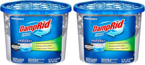Miniatura 2 de Absorbedor de humedad y removedor de olores Damp Rid con carbón activado, sin fragancia, 18 onzas (paquete de 2) Desechable, dura hasta 60 días,