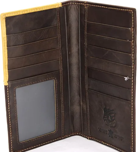 Miniatura 3 de West Star - Billetera para hombre, estilo de chequera, larga, plegable, con o sin pelo de vaca, 202D Cowboy Prayer Deep Coffee, Billetera