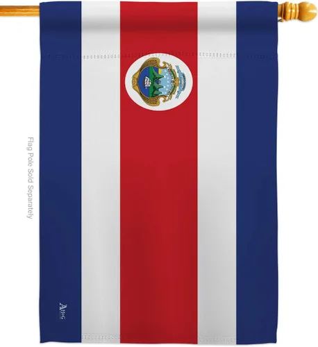 Americana H140060 Banderas de la Nacionalidad Mundial de Costa Rica. Bandera de casa vertical decorativa de 28.0 x 39.8 in impresa en Estados
