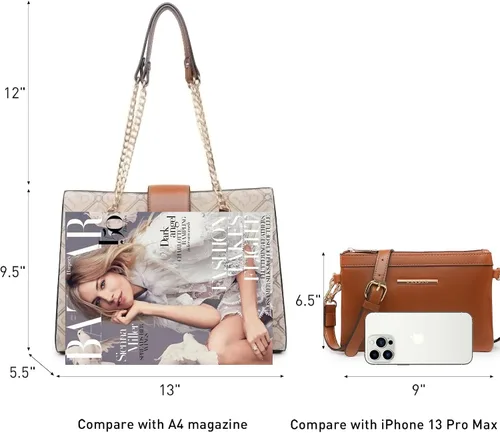 Miniatura 5 de Dasein Bolso de Mano de Cuero Tote Hobo para Mujer Bolso de Hombro Cartera con Asa Superior Bolso Satchel con Clutch a Juego