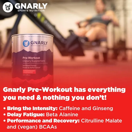 Miniatura 3 de Gnarly Nutrition Polvo natural previo al entrenamiento, limonada de fresa - Certificado NSF Sport, resistencia y recuperación - Vegano