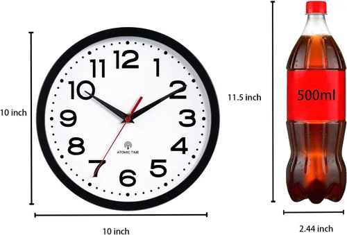 Miniatura 3 de Roymnie Atomic - Reloj de pared de 10 pulgadas, moderno, funciona con pilas, clásico, analógico, decorativo, para cocina, sala de estar, oficina