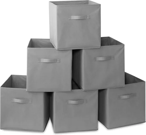 Miniatura 23 de Casafield juego de 6 cubos de almacenamiento plegables de tela, canastas de tela plegables de 11 pulgadas, para estantes, cubos organizadores