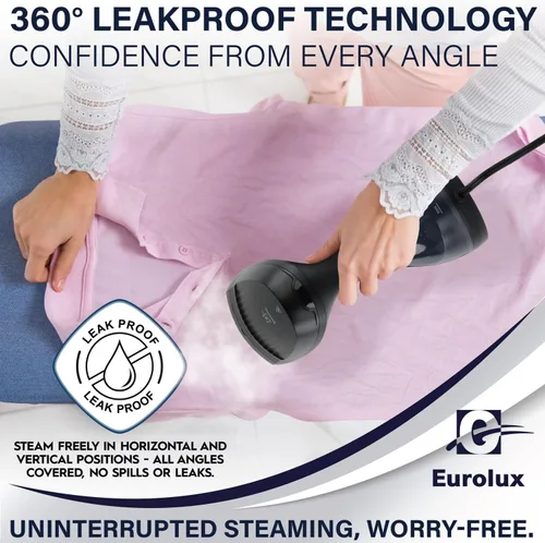 Miniatura 4 de Eurolux Vaporizador portátil para ropa, vaporizador portátil de viaje para ropa, tanque de agua desmontable, potente removedor de arrugas de tela