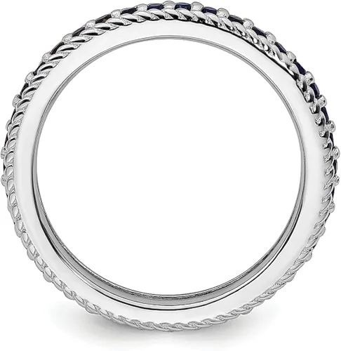 Miniatura 2 de 925 Sterling Silver Created Sapphire Eternity Band Ring Stone Birthstone September Gemstone Stackable Fine Jewelry For Women Gifts For Her