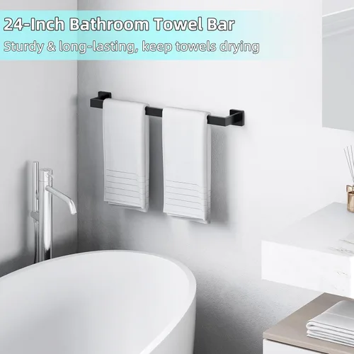 Miniatura 7 de Toallero de baño de 24 pulgadas, toalleros de 24 pulgadas para montaje en pared de baño, organizador de toallas de mano de acero inoxidable 304
