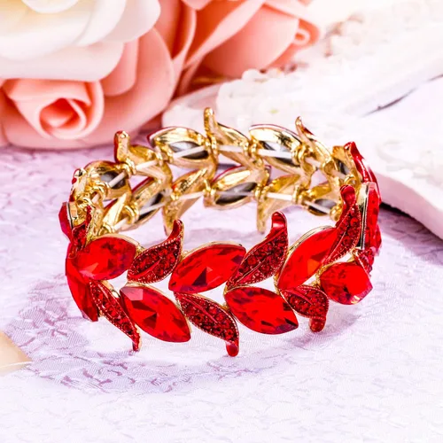 Miniatura 5 de BriLove Pulsera elástica con forma de marquesa de cristal para mujer, Cristal Metal