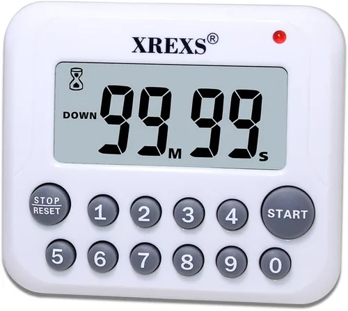 XREXS Temporizador digital de cocina, con pantalla LCD grande. Temporizador de cuenta regresiva. Temporizador de cocina con alarma fuerte, con parte