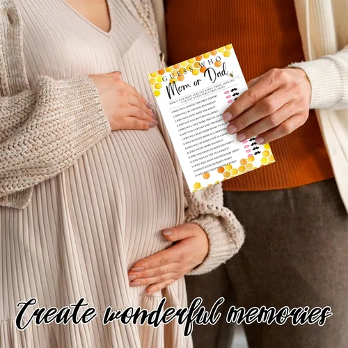 Miniatura 5 de Honey Bee - Juegos de baby shower, juegos de doble cara Adivina quién mamá o papá y Oh Baby juego verdadero o falso (paquete de 30) con 1 tarjeta