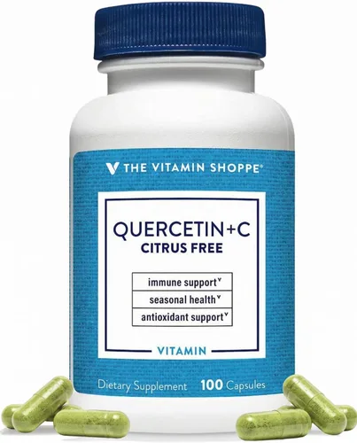 The Vitamin Shoppe Brand Quercetin + C Citrus Free, 1400 mg de vitamina C y 500 mg de quercetina dihidrato, apoyo inmunológico, salud estacional y