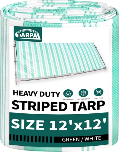 Miniatura 79 de TARPAL Lona azul de 4 x 12 pies, lonas de resistencia media de 8 mil impermeables, resistentes a desgarros con ojales de metal, adecuadas