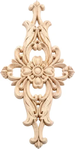 Miniatura 12 de MUXSAM Apliques de madera tallados para muebles, 1 calcomanía sin pintar para puerta, pared, techo, armario, tocador, espejo, cama, mantel, banco, 1