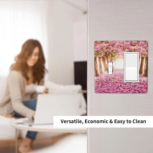 Miniatura 315 de Cubiertas de placa de pared de 3 gang con interruptor de luz de triple palanca, en negro y dorado con esplendor de oro rosa, estampado floral