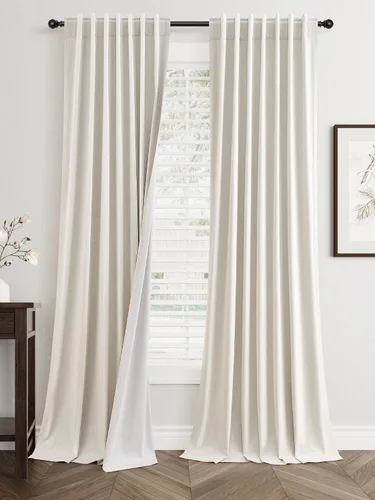 Miniatura 34 de Cortinas Opacas de Lino Beige Blanco de 84 Pulgadas de Largo, Juego de 2 Paneles para Sala de Estar y Dormitorio, Térmicas con Reducción de Ruido