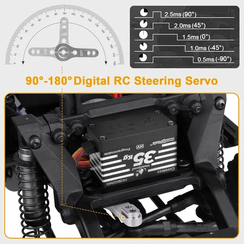 Miniatura 5 de HobbyPark Servo a prueba de agua RC de alto par motor sin núcleo, engranaje de metal servo digital para 1/8 1/10 RC Crawler SCX10 TRX4 RC Truck