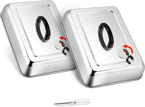 Miniatura 10 de Leonyo Cubierta de parrilla de 13 x 9 pulgadas para barbacoa, tapa rectangular de acero inoxidable para parrilla al aire libre, cubierta de metal