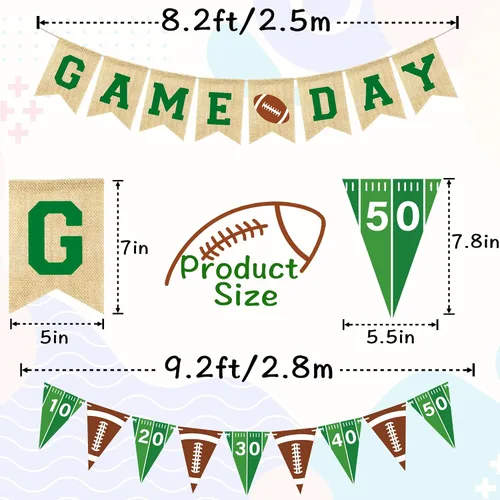 Miniatura 2 de VILIFEVER Cartel de arpillera para el día del juego, guirnalda temática de fútbol, decoraciones de fiesta de cumpleaños de fútbol, letrero colgante