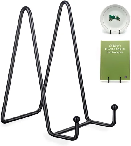 Miniatura 14 de KINGDOM SOLUTIONS Made in USA Paquete de 12 caballetes ajustables de metal negro – Soporte para libros – Soporte de placa resistente para arte