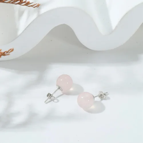 Miniatura 44 de Natural Stone Stud Earrings for Women 8mm Sterling Silver Genuine Gemstone Earrings Handmade Sterling Silver Crystal Stud Earrings for Women