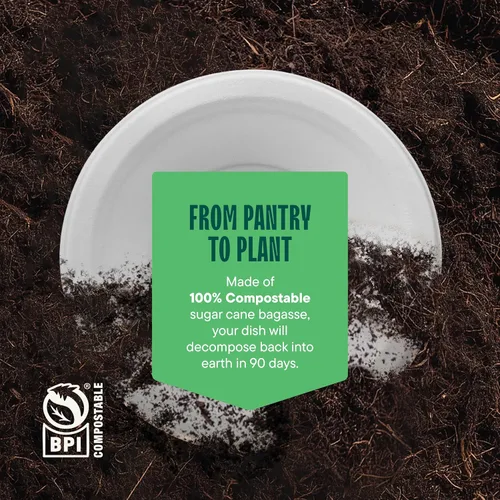 Miniatura 5 de Cuencos de papel 100% compostables de 12 oz. [1000 unidades] Cuencos para sopa resistentes de color blanco natural, cuencos de bagazo no blanqueados