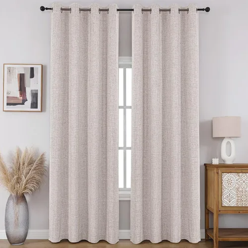 Miniatura 29 de CUCRAF - Juego de 2 paneles de cortinas de ventana con oscurecimiento total del 100%, de 54 pulgadas de largo, con aspecto de lino falso, cortinas