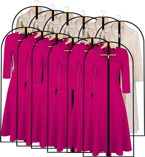 Miniatura 12 de Bolsas transparentes para colgar ropa, 40 pulgadas (juego de 6), bolsas de traje para almacenamiento en armario, bolsas de plástico a prueba