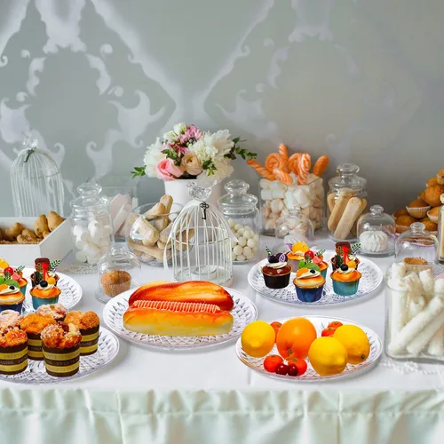 Miniatura 5 de Fumete 10 platos redondos de plástico transparente de 10 pulgadas, platos de flan de cristal acrílico para fiestas, alimentos, pasteles, galletas