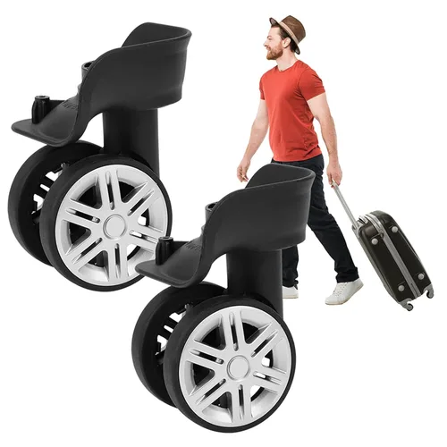 Miniatura 8 de plplaaoo - Ruedas de repuesto para equipaje, 1 par de ruedas de maleta, ruedas universales, ruedas conectadas silenciosas, rueda transportadora