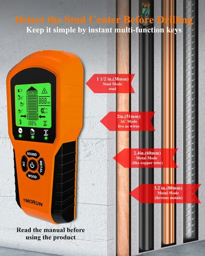 Miniatura 2 de Escáner de pared 6 en 1, herramienta de escáner de pared mejorada para detectar paneles de yeso, cables de CA de metal de madera con sensor