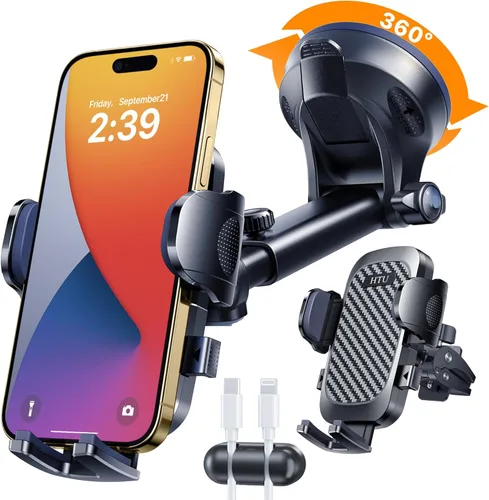 2026 Ultimate Best【Verdadero grado militar y certificación de seguridad】Soporte para teléfono de coche HTU【5 en 1 mejorado y más de 100 libras de