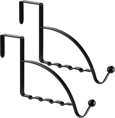 Hotop 2 ganchos para colgar sobre la puerta, ganchos resistentes para colgar en la puerta, organizador de almacenamiento para ropa, abrigos, Negro