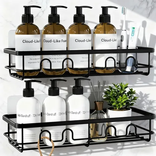Organizador de Ducha Adhesivo, Estantes de Ducha de Gran Capacidad para Interior de Ducha, Organizador y Almacenamiento de Ducha de Baño Sin