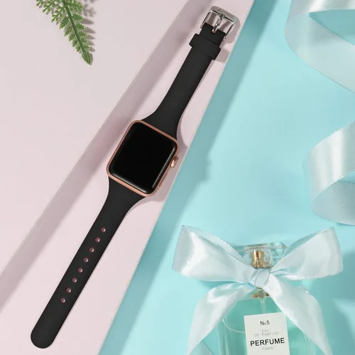 Miniatura 2 de Laffav correa delgada compatible con Apple Watch de 1.57 pulgadas, 1.49 pulgadas, 1.73 pulgadas, 1.65 pulgadas para mujeres y hombres, correa