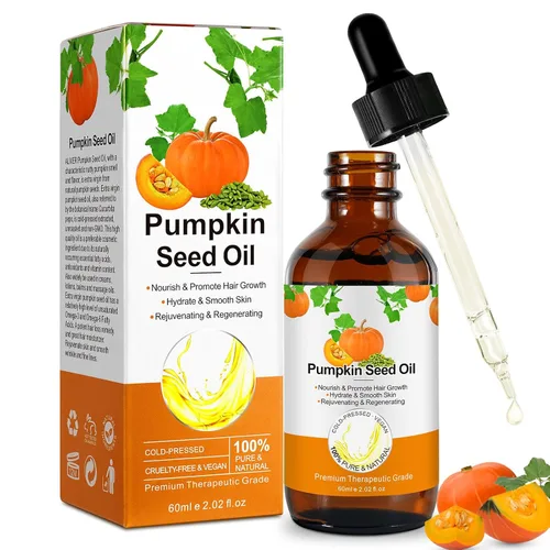 Miniatura 9 de Aceite de semilla de calabaza para el crecimiento del cabello, puro y natural, prensado en frío, hidratante y reparador de cabello seco y dañado