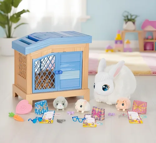 Miniatura 7 de Little Live Pets Set de Juguetes de Conejo Mama Surprise, Conejera de Animales Interactiva con 3 Bebés Sorpresa, Más de 20 Sonidos, Accesorios