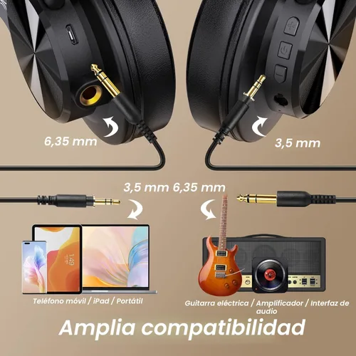 Miniatura 4 de OneOdio A70 Auriculares Bluetooth para oído, auriculares inalámbricos con 72H de tiempo de reproducción, de alta resolución, micrófono incorporado