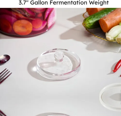 Miniatura 7 de Jillmo Peso de fermentación, peso de fermentación de vidrio para tarro de galón más grande de 3.8 pulgadas, paquete de 4