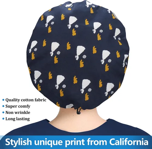 Miniatura 5 de ABAMERICA Gorras Bouffant con botón y banda para el sudor, sombreros de trabajo ajustables para mujeres y hombres, talla única