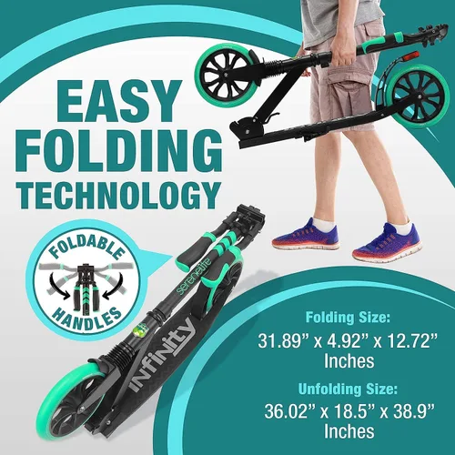 Miniatura 2 de SereneLife Patinete de dos ruedas para adolescentes, patinete de deslizamiento suave para adultos con altura ajustable para mayores de 8 años