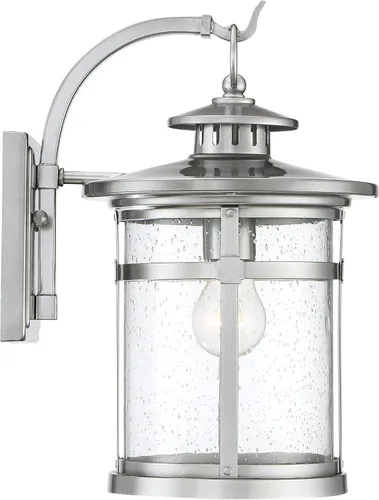 Miniatura 6 de Franklin Iron Works Callaway - Lámpara de pared industrial moderna para exteriores, cromada, de 11 3/4 pulgadas, farol de cristal transparente