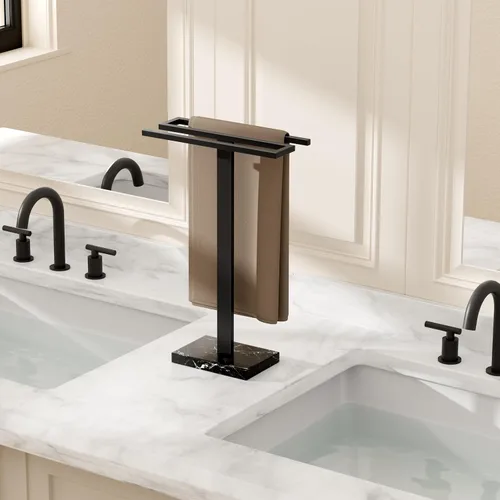 Miniatura 9 de KES Soporte para toallas de mano, toallero de encimera con base de mármol negro, soporte para toallas de mano en forma de S, independiente para Todo