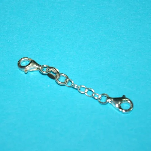 Miniatura 2 de Extensor de cadena de cable de seguridad de plata de ley 925 de 1,5 pulgadas con dos cierres de langosta