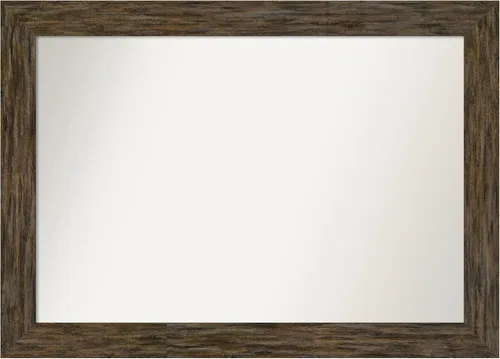 Miniatura 62 de Amanti Art Espejo personalizado, espejo de baño marrón Fencepost, espejo de pared o espejo de tocador de baño sobre el fregadero (27 x 27 pulgadas)