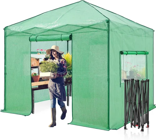 Miniatura 12 de EAGLE PEAK - Invernadero instantáneo emergente, para plantas de jardinería en interiores y exteriores, puertas con cremallera enrollable y ventanas