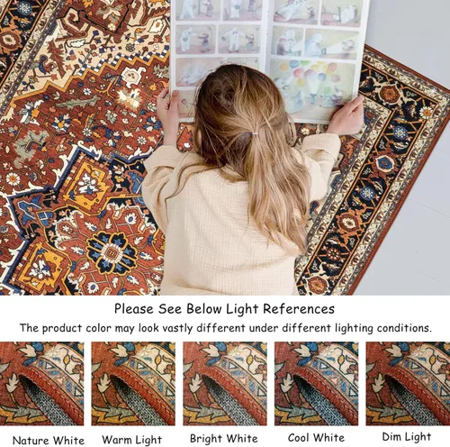 Miniatura 5 de Moynesa Alfombra de pasillo ultra fina lavable, antideslizante de 2 pies 6 x 8 pulgadas, resistente a las manchas, alfombra de dormitorio de pelo