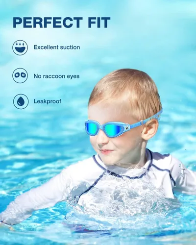 Miniatura 4 de ZIONOR Gafas de natación para niños, G1 MINI con protección UV, polarizadas, antivaho, para edades de 6 a 14 años A4