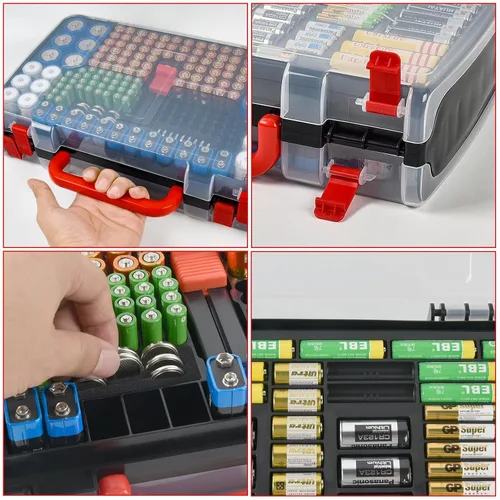 Miniatura 4 de Estuche Organizador de Almacenamiento de Baterías con Probador, Caja Portabaterias de Doble Cara para 269 Contenedores Caddy AA AAA AAAA 3A 4A 9V C