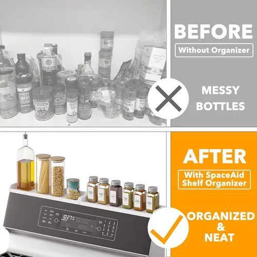 Miniatura 3 de SpaceAid Organizador de estante de cocina de 30 pulgadas de ancho para estufa, estante magnético de especias de bambú para estufa del hogar
