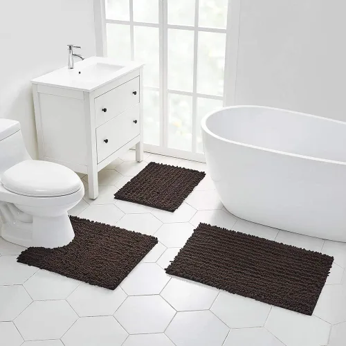 Miniatura 221 de Walensee Alfombra de baño antideslizante (24x17 pulgadas, rosa polvoriento) absorbente de agua, súper suave, lanuda de felpilla, lavable a máquina