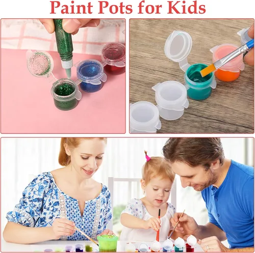 Miniatura 5 de Zonon 80 tiras de 480 macetas vacías de pintura para almacenamiento de tiras con tapa, macetas transparentes para aulas, escuelas, suministros